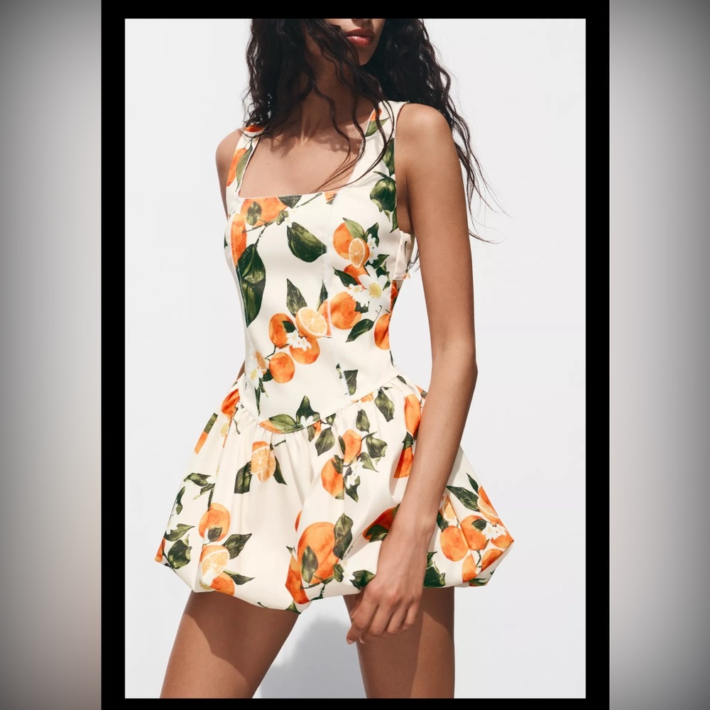 Zara Orange Floral Mini Dress